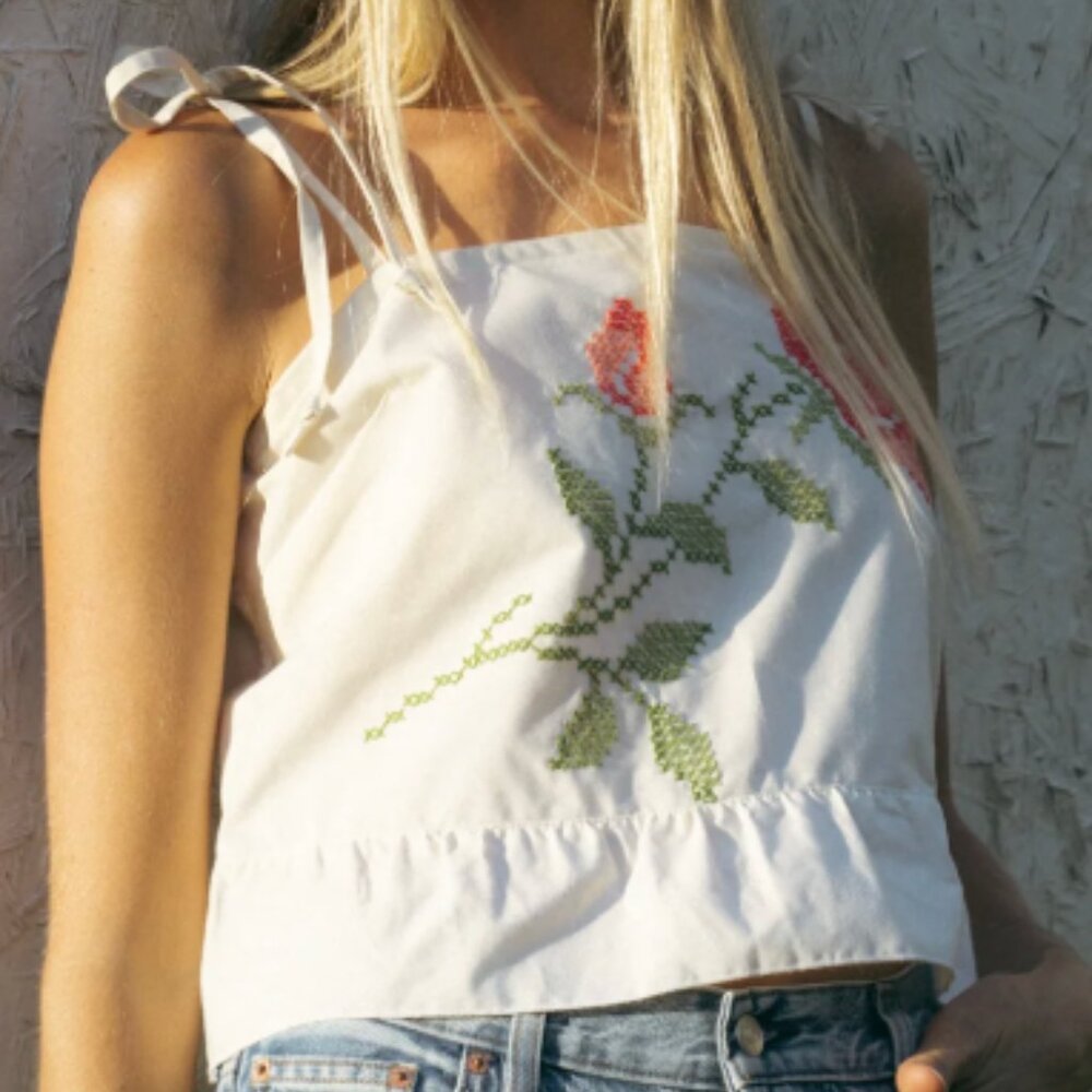 vintage rosy tie top
